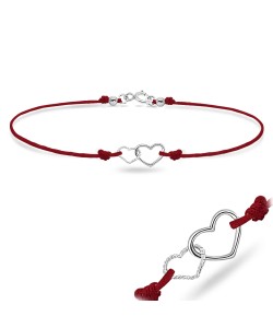 Matt Rope with Twin Heart Silver Anklet ANK-102